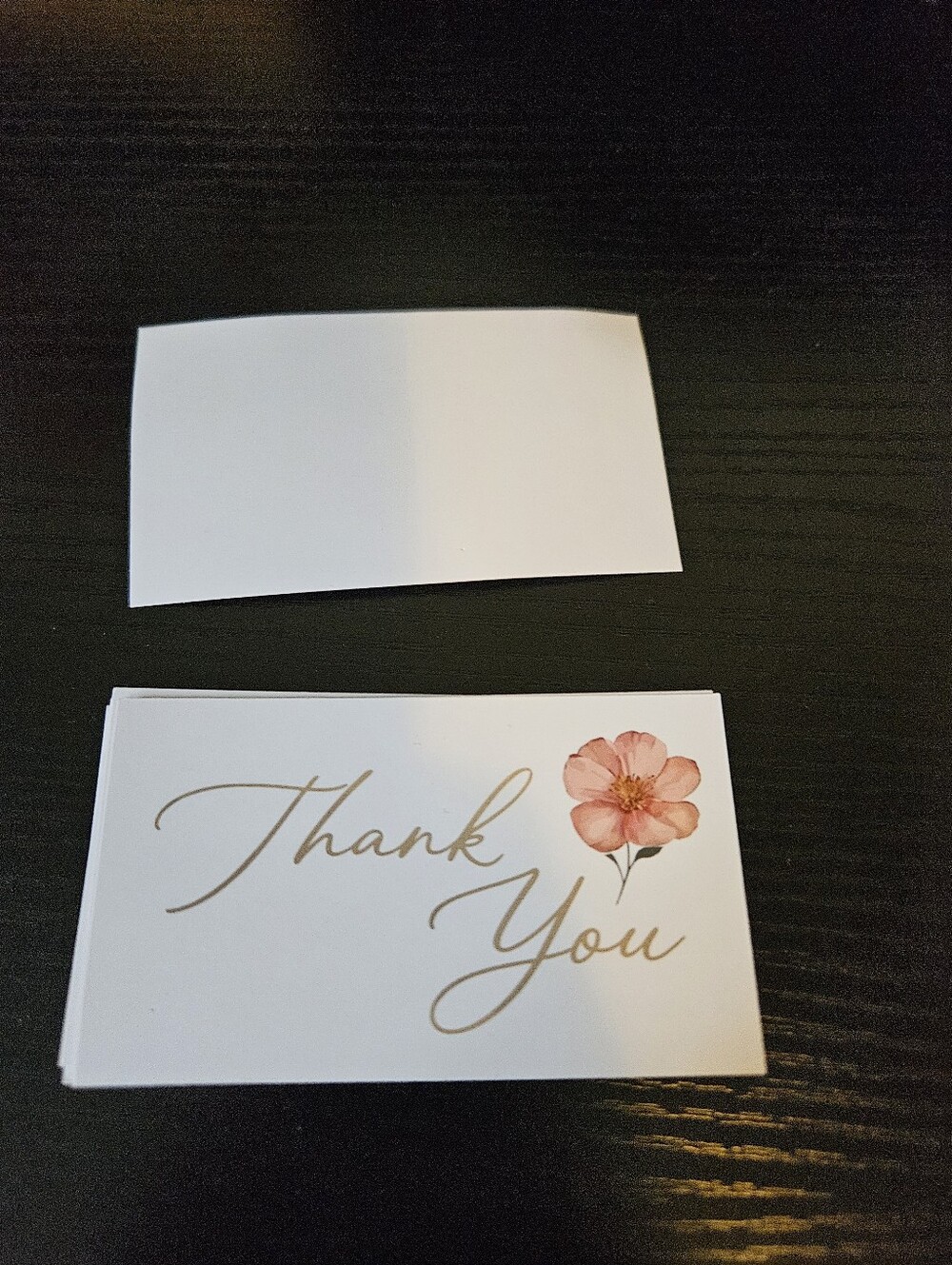 Floral "Thank You" Note Cards - White with Pink Flower